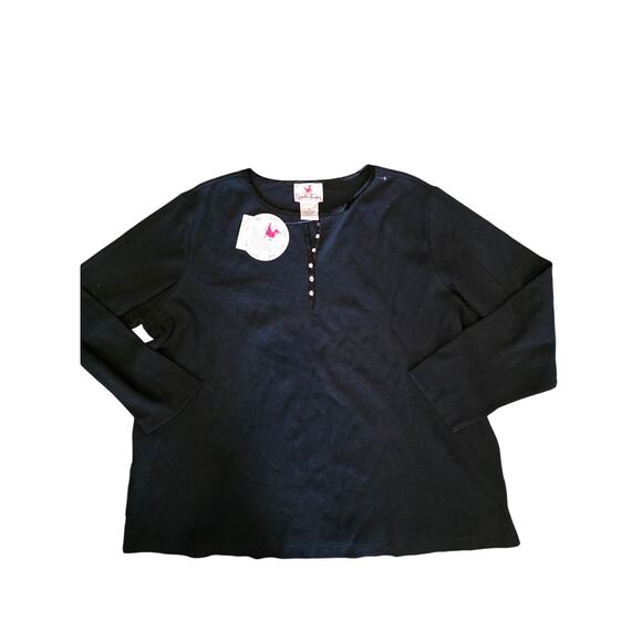 Quacker Factory Tops - Quacker Factory Thermal Long Sleeve Top 3x‎ Womens Plus Size Black NWT